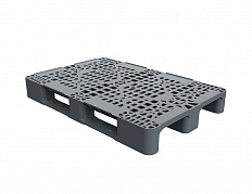 Multipurpose perforated plastic pallet with three runners 1200x800 - фото 1 предпросмотра